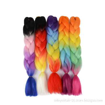 Hot selling wholesale 24 inch high temperature fiber giant gradient color crochet braid